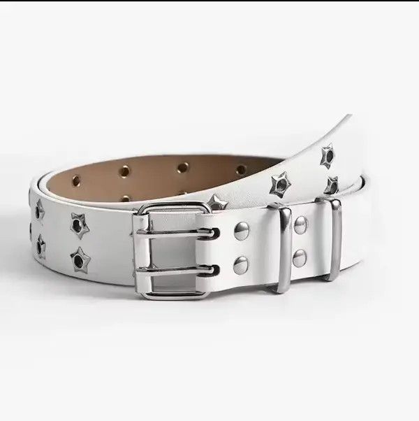 image of Unbrnd Star Eye Rivet Belt White, Men's