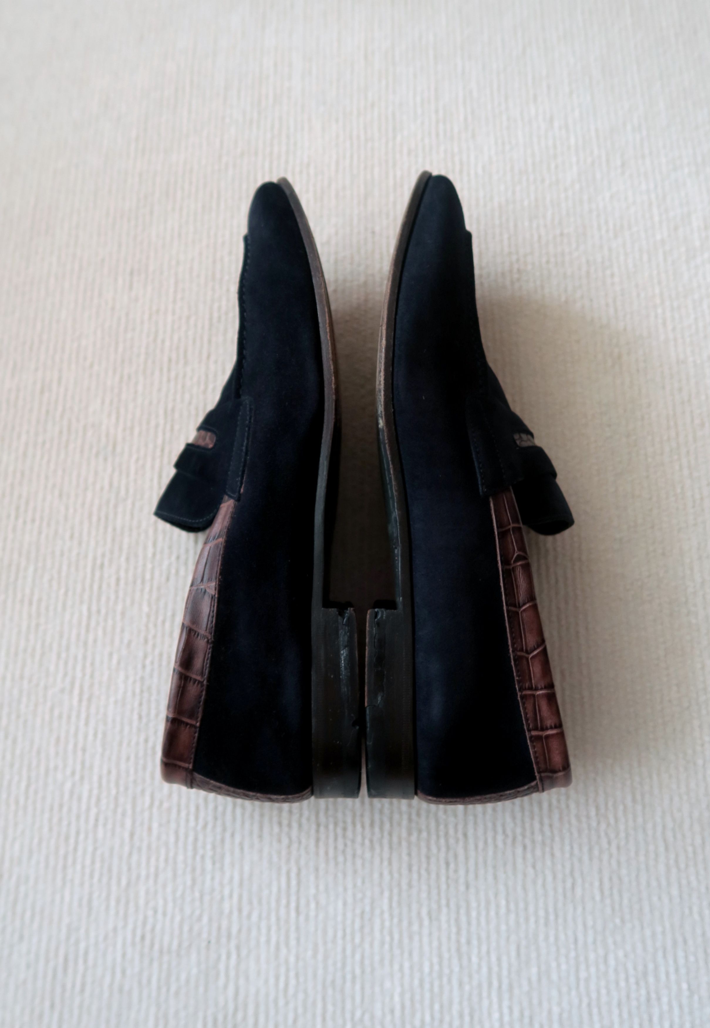 Canali Canali Suede Croc-Embossed Leather Trim Penny Loafers Shoes Size US 10 / EU 43 - 11 Thumbnail