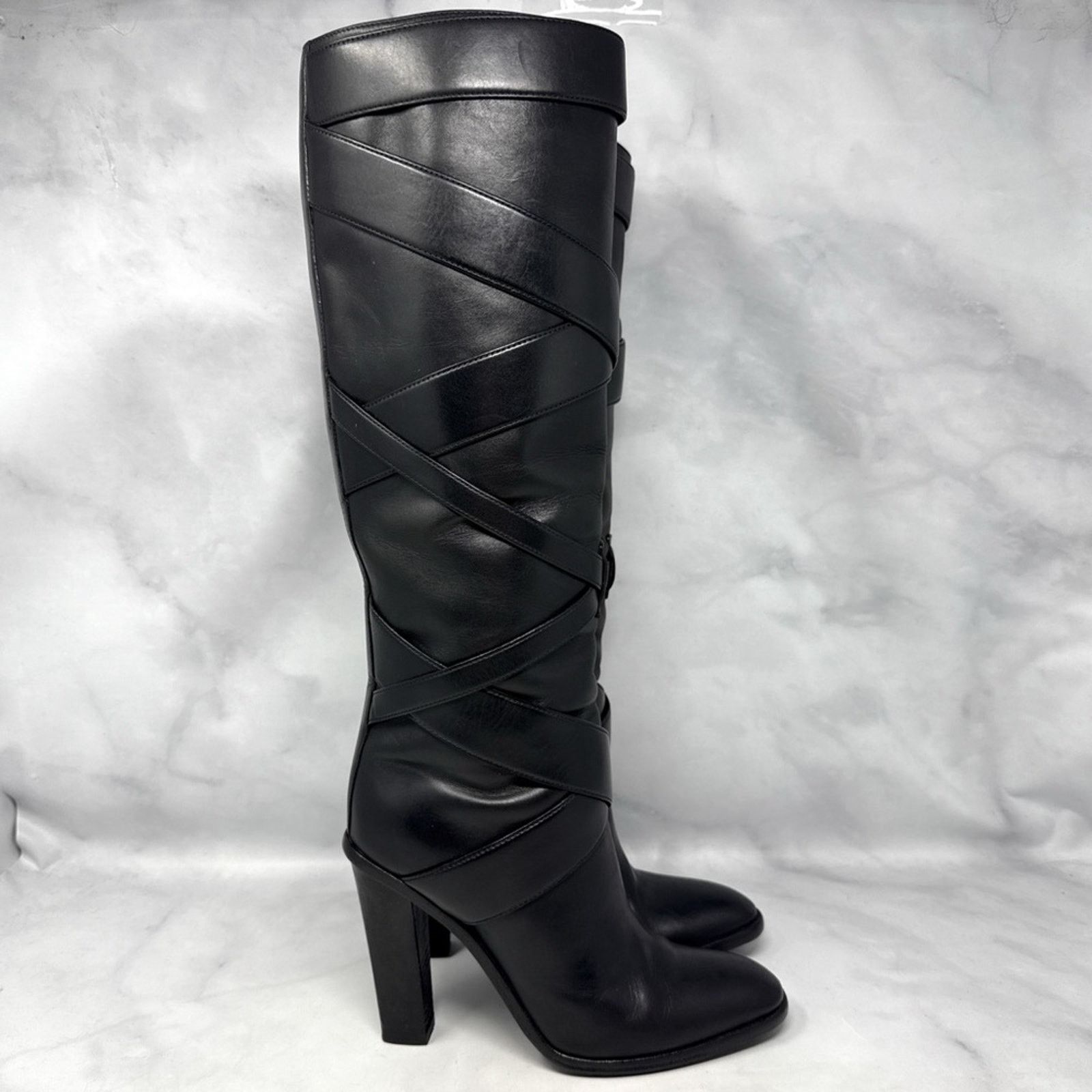 Saint Laurent Paris Saint Laurent Leather Wrap Around Tall Block Heeled Boots 37 Size US 7 / IT 37 - 5 Thumbnail