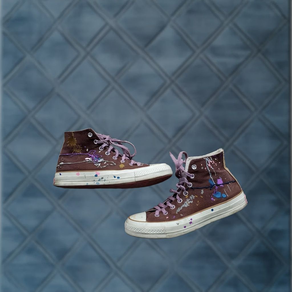 Converse Converse Chuck Taylor All Star Sneaker Brown High Top 8.5 Men Lace Up Bandulu Paint Splatter Embroidery Limited Edition Vintage No customized Size US M / EU 48-50 / 2 - 1 Thumbnail