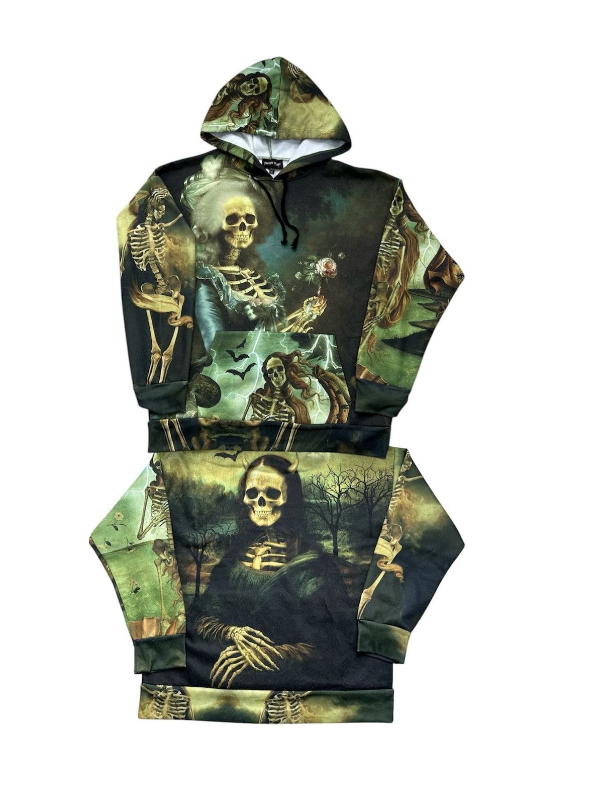 Japanese Brand Hoodie Trickz N Treatz Skeleton Mona Lisa Art 95% Cotton Size US L / EU 52-54 / 3 - 1 Thumbnail