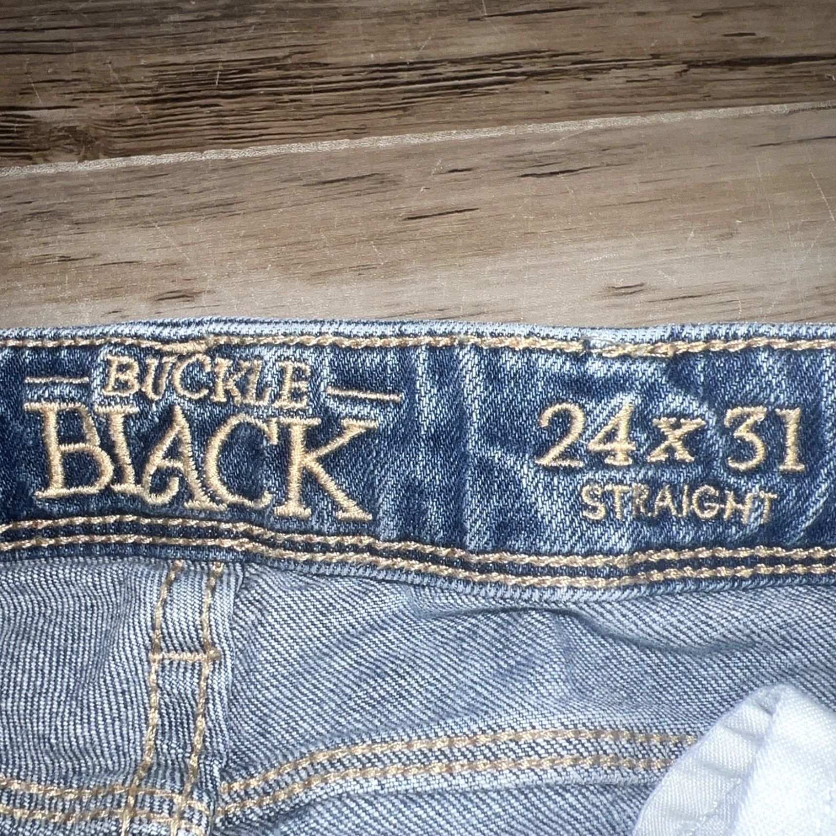 Vintage BUCKLE Jeans Straight Distressed Women 24x31 Blue Black Size 24 Inseam 31 Mens/Womens? (Gender at end) Size 42" / US 20 - 5 Thumbnail