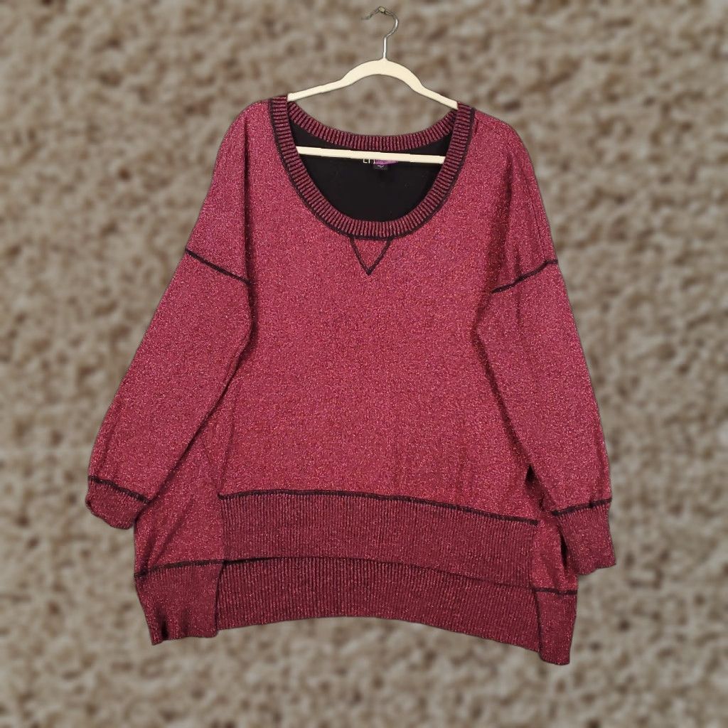 Vintage Womens Chico's Sweater Pullover Knit Shimmer Red 1X Plus Size Boat Neck Long Sleeve Casual Vintage No Size XL / US 12-14 / IT 48-50 - 1 Thumbnail