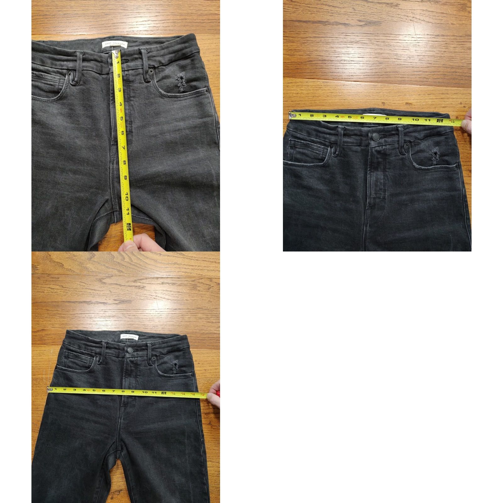 Good American Good American Jeans Size 2 26 Black Wash Distressed High Rise Straight Slim Color Blue 90s College City Women Size 26" / US 2 / IT 38 - 8 Thumbnail
