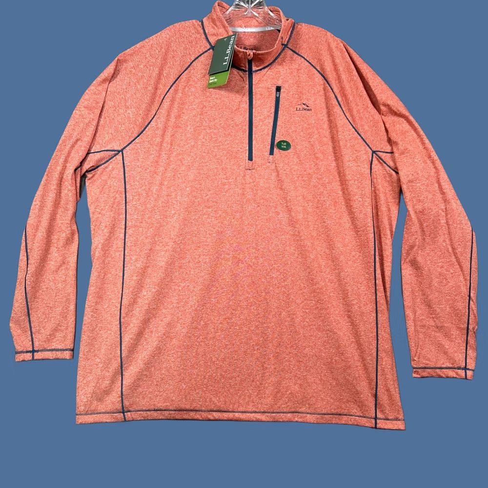 Vintage L.L.Bean Quick-Dry Trail 1/4 Zip Pullover Men XXL Tall Mahogany Heather Orange NWT Size US XXL / EU 58 / 5 - 1 Thumbnail