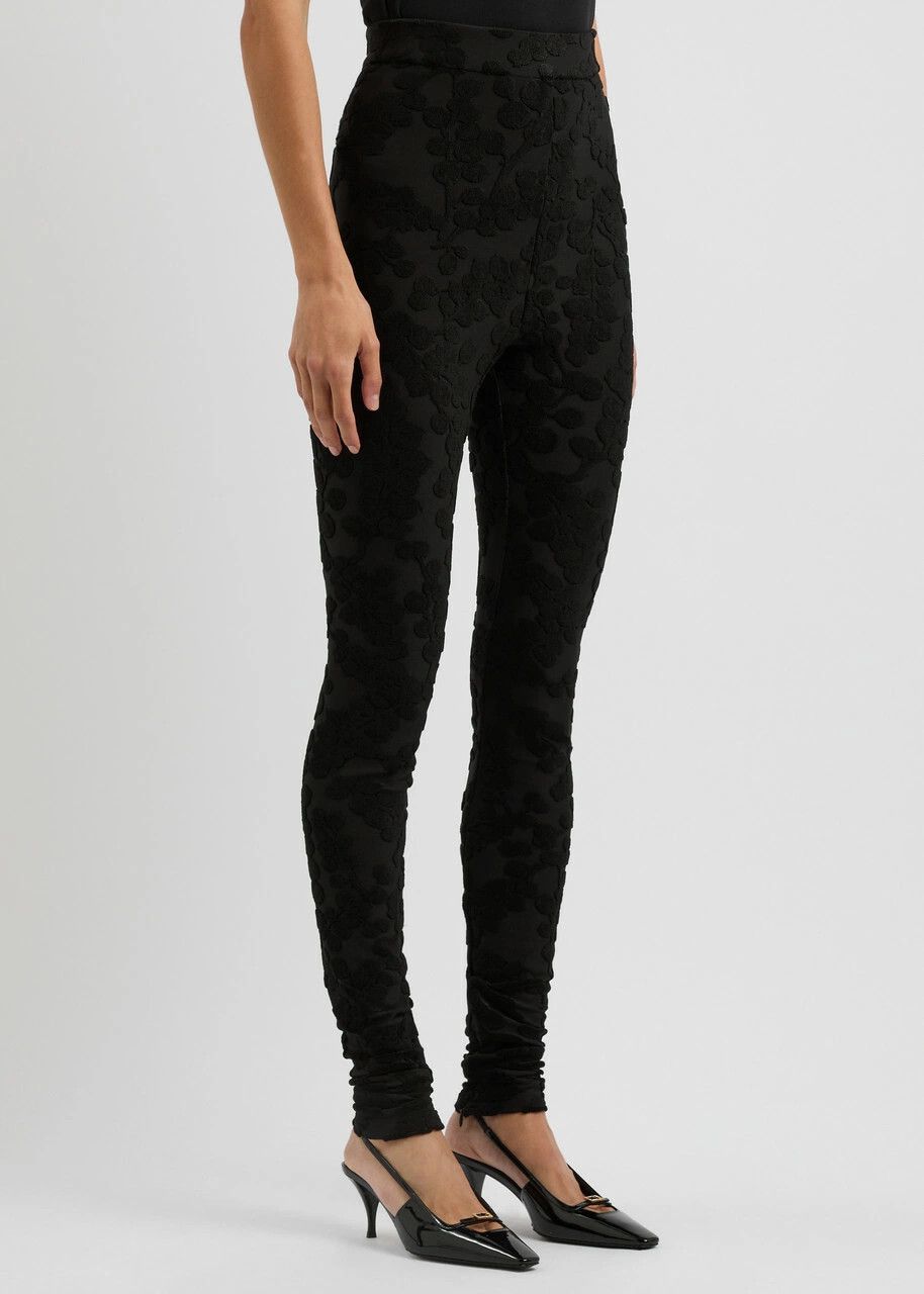 Balmain o1s1wg111025 Bouclé-jacquard Stretch-jersey Leggings Black Size 26" / US 2 / IT 38 - 2 Thumbnail