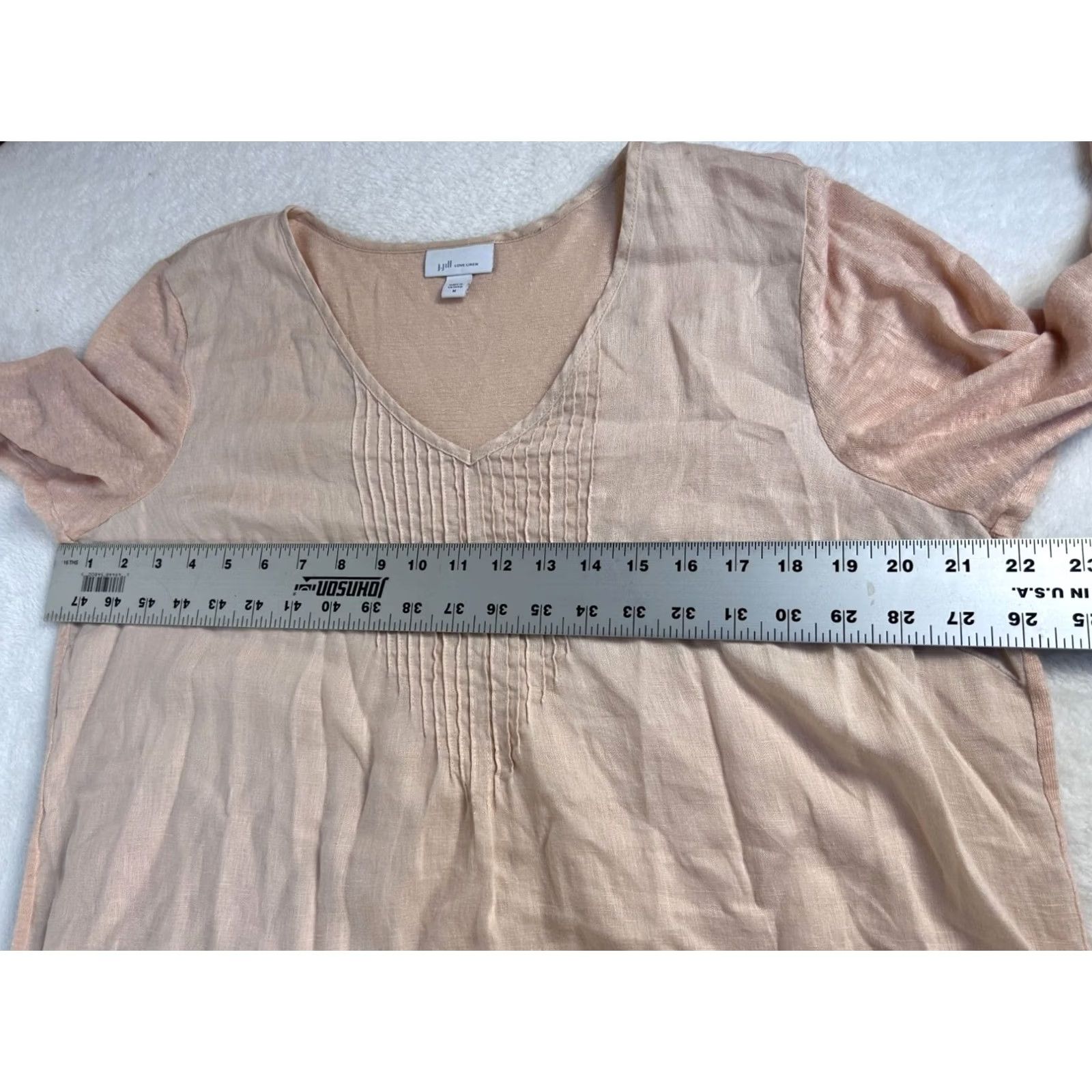 J. Jill J.Jill Love Linen Tunic Top 3/4 Sleeve V-Neck Peach Medium Casual Womens Pullover Blouse Size M / US 6-8 / IT 42-44 - 7 Thumbnail