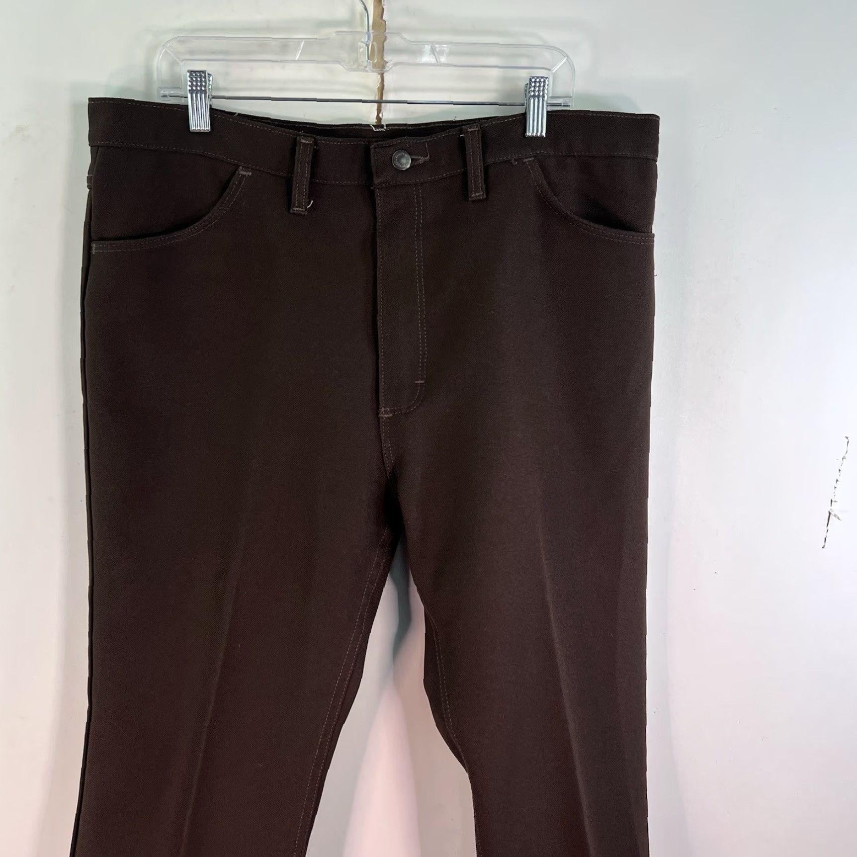 Wrangler VINTAGE Wrangler Western Boot Cut Poly Pants Mens 40 x 30 Brown USA Bootcut Pants Mens Brown Wrangler Cowboy Cut USA 80's Size US 40 / EU 56 - 3 Thumbnail