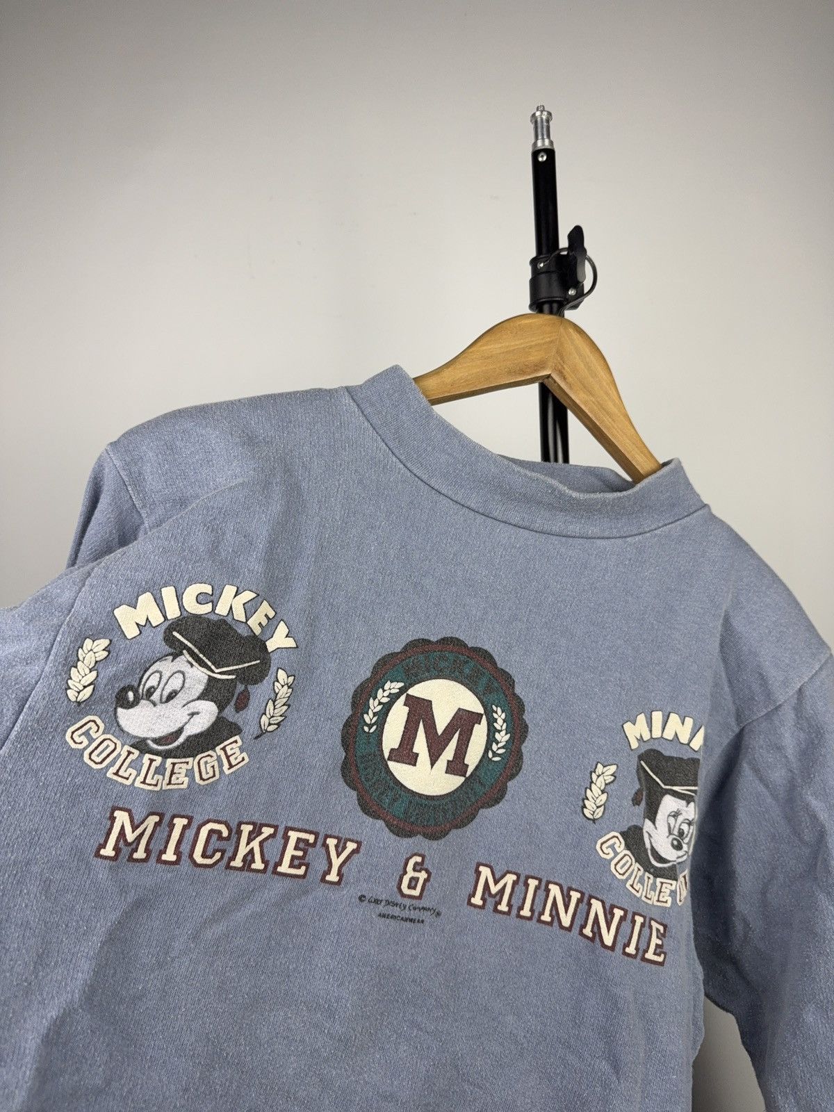 Disney Rare 80s Mickey & Minnie College Crewneck Sweatshirt Vintage Size S / US 4 / IT 40 - 3 Thumbnail