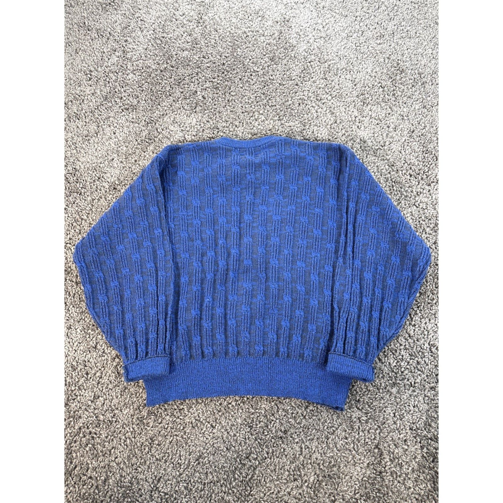 Vintage VINTAGE Caldwell Sweater Mens Large Knit Chunky Blue Ribbed 90s Crew Neck Pullover Cotton Knit Size US L / EU 52-54 / 3 - 5 Thumbnail