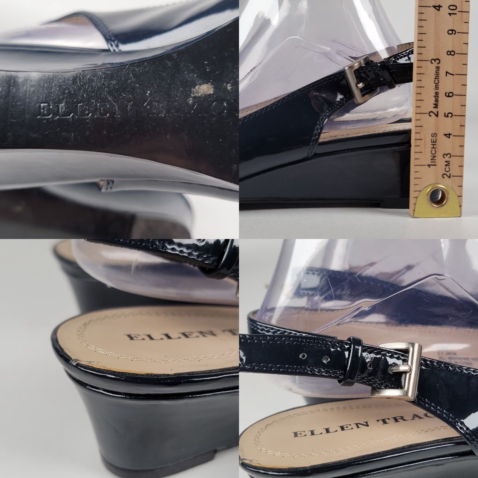 Ellen Tracy Ellen Tracy Black Dress Slingback Shoes ET - Jack Style Women's Size 9 M Slip-on Buckle Faux Leather Wedge Heel Shoes Womens Black 9M Size M / US 6-8 / IT 42-44 - 8 Thumbnail