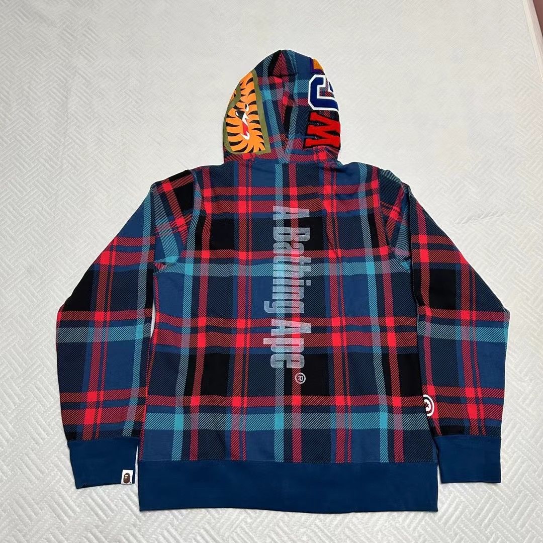 Bape BAPE CHECK SHARK RULL ZIP HOODIE Size US XL / EU 56 / 4 - 2 Thumbnail