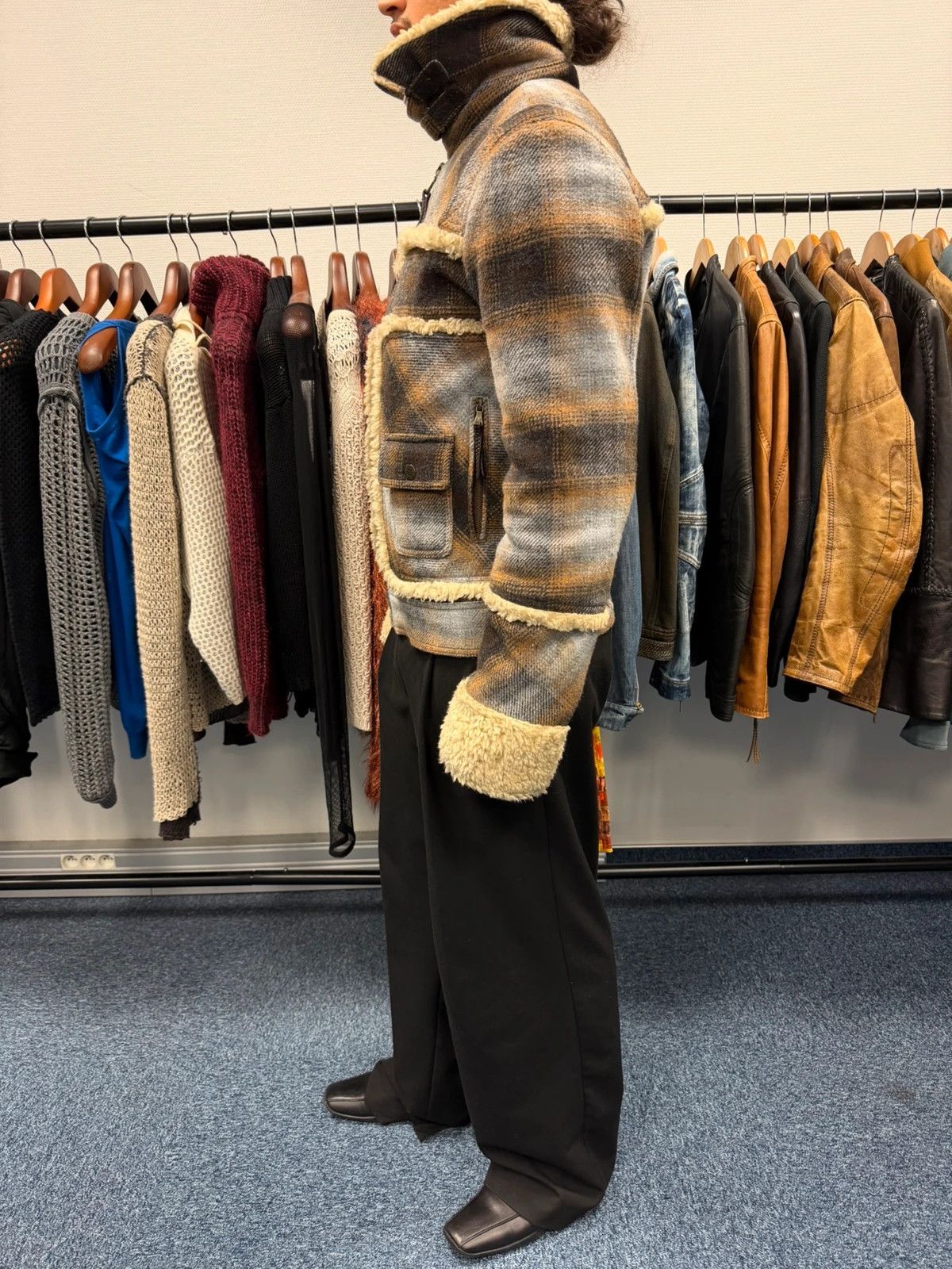 Dolce & Gabbana Dolce Gabbana Wool Brown Checkered Sherling Aviator Jacket Size US M / EU 48-50 / 2 - 4 Thumbnail