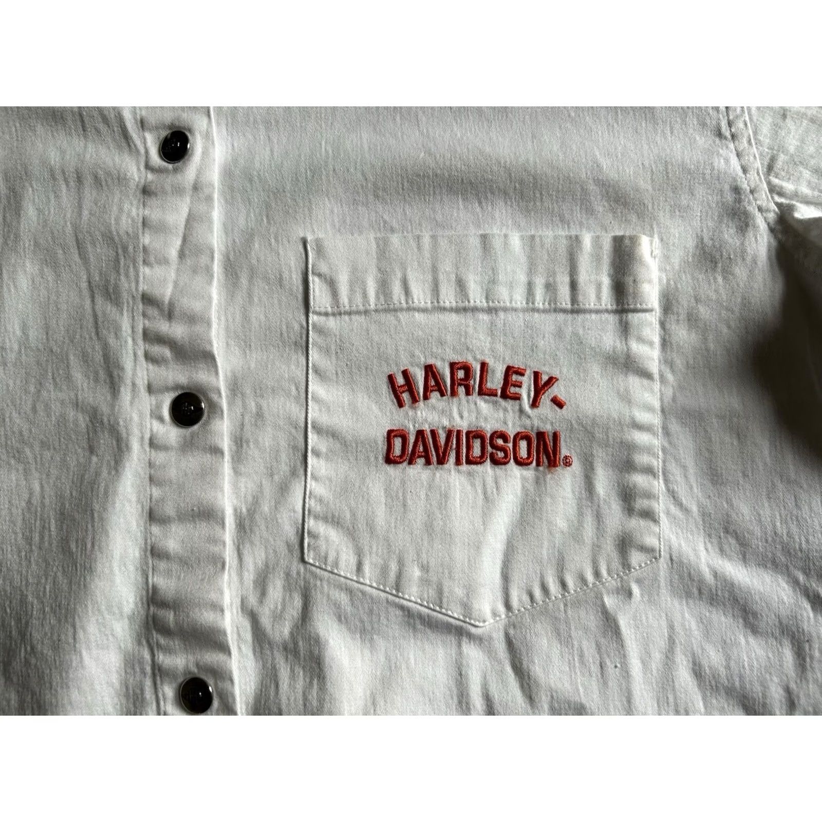Harley Davidson Harley-Davidson Womens L Button-Up Short Sleeve Shirt Embroidered Pocket Multicolor Size L / US 10 / IT 46 - 3 Thumbnail