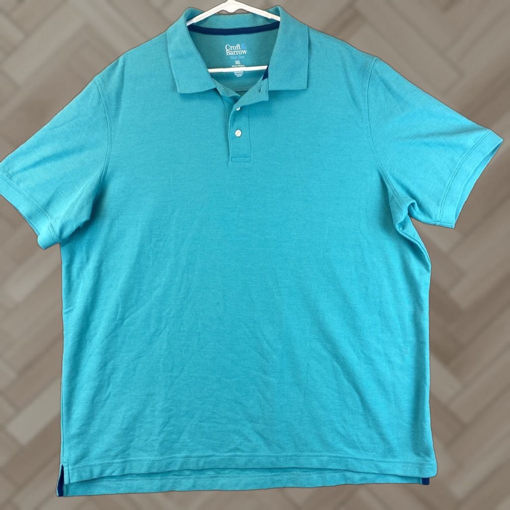 Croft & Barrow Croft & Barrow Polo Shirt Men 2X Big Green Aqua Short Sleeve 66-2 Polo Shirt Classic Golf Walking Mens Big & Tall Green Aqua Short Sleeve Polo 66-2 Size US XXL / EU 58 / 5 - 1 Thumbnail