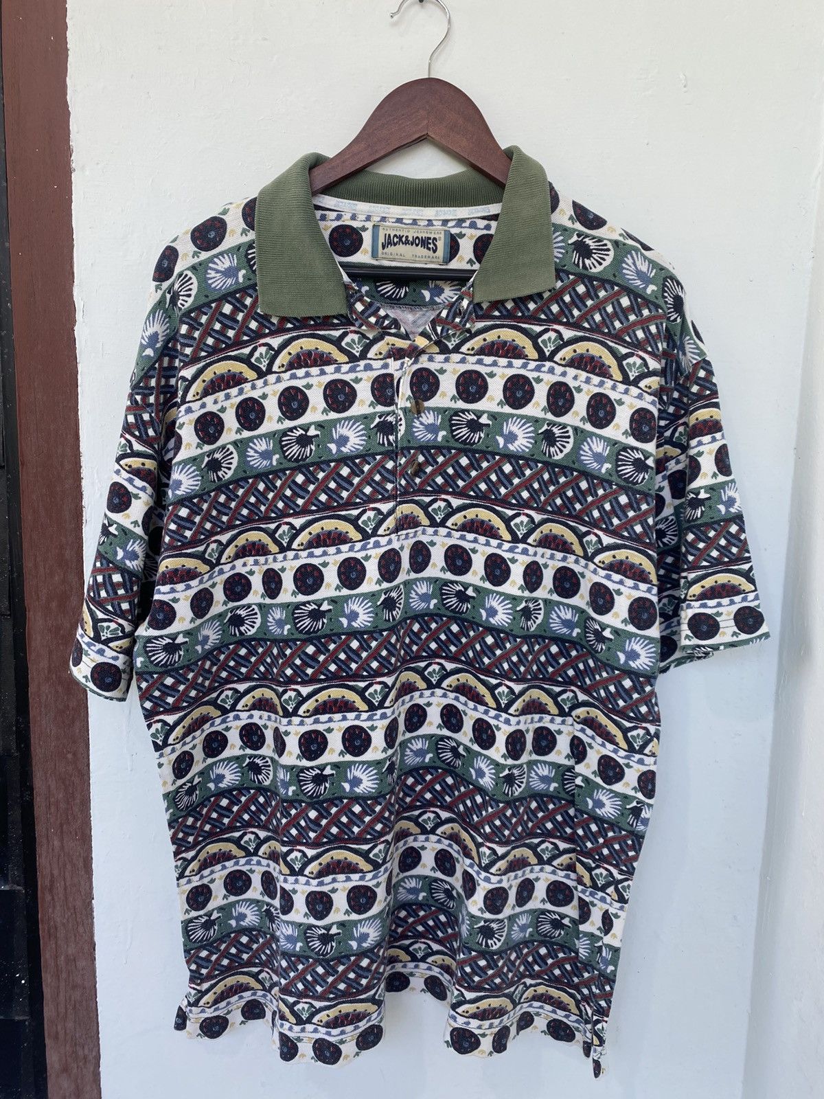 Jack & Jones × Vintage Vintage Jack & Jones All Over Print Polo Shirt Size US L / EU 52-54 / 3 - 1 Thumbnail