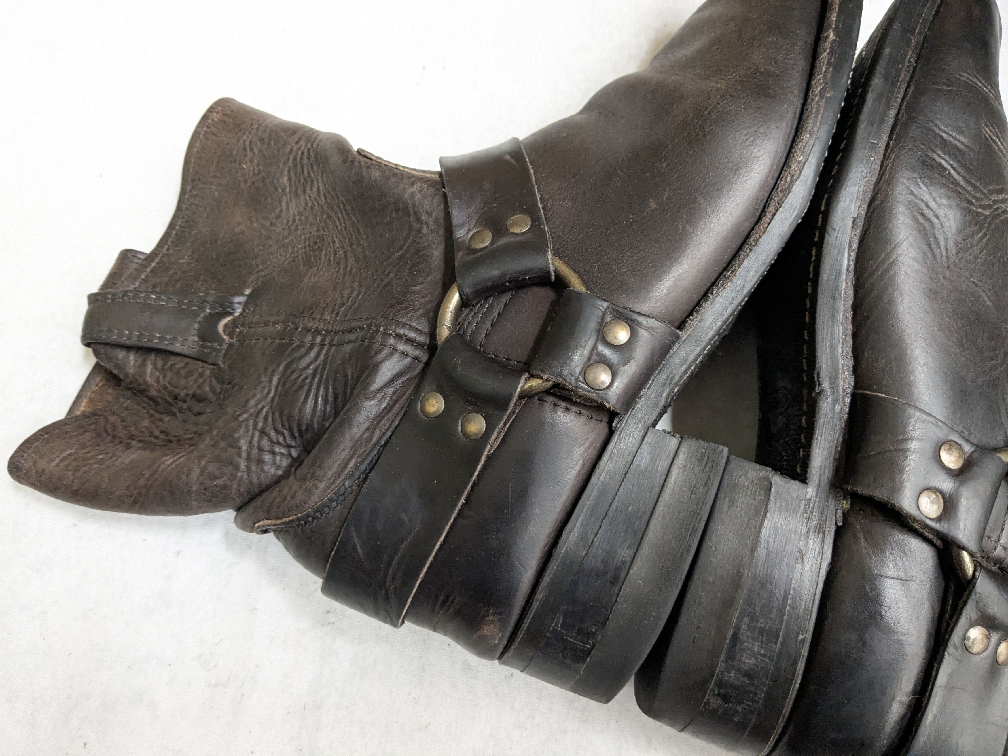 Frye Frye Harness Boots Brown 12 M Leather Strap Rubber Size US 12 / EU 45 - 13 Thumbnail