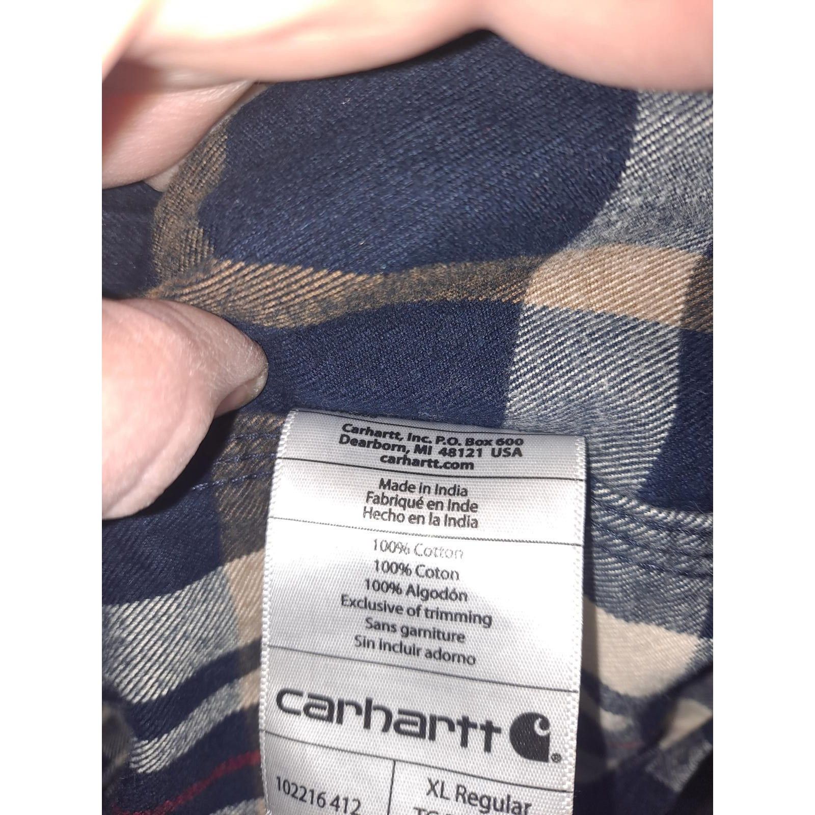 Carhartt Carhartt Original Fit Button Up Blue Tan White Red Flannel S Size US XL / EU 56 / 4 - 5 Thumbnail