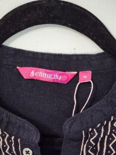 Designer Ethnicity Dress Medium Black Embroidered Short Sleeve Indian Size M / US 6-8 / IT 42-44 - 3 Thumbnail