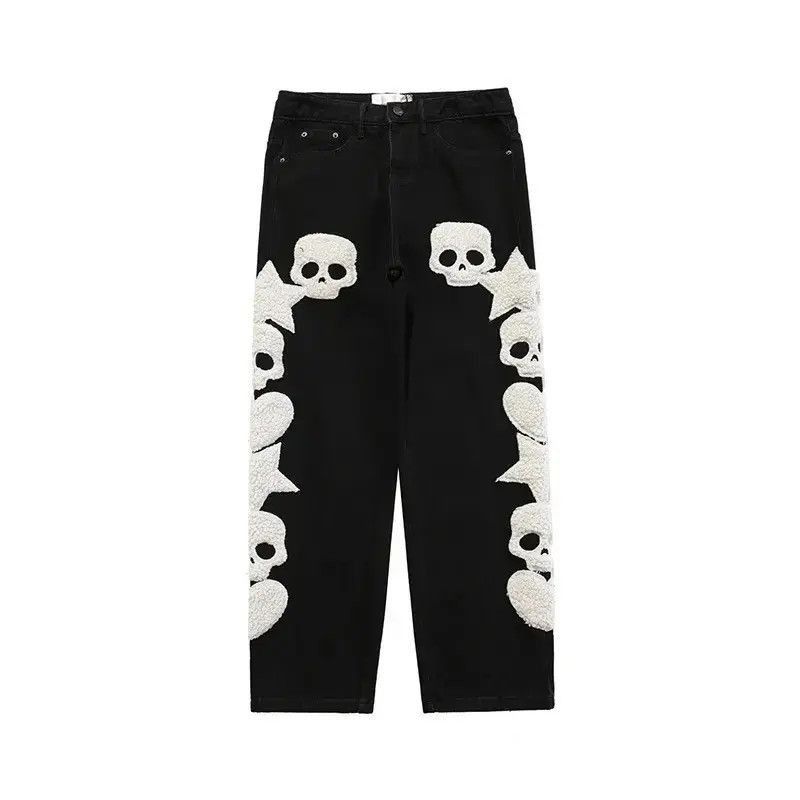 Japanese Brand Skull Streetwear Denim Jeans Hip Hop Retro Skeleton Size US 32 / EU 48 - 3 Thumbnail