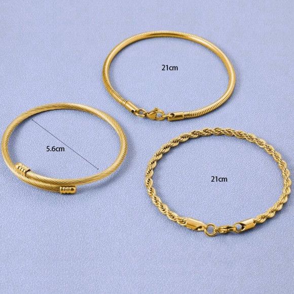 Other Women 3Pcs/Set Stainless Steel Bracelet Size ONE SIZE - 5 Thumbnail
