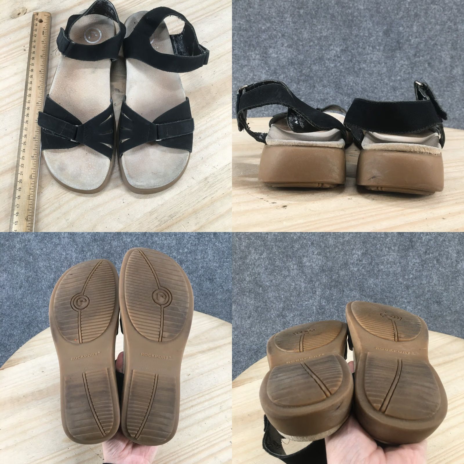 Rockport Rockport Sandals Womens 8 M Ankle Straps Black Open Toe Comfort Wedge Casual Size US 8 / IT 38 - 8 Thumbnail