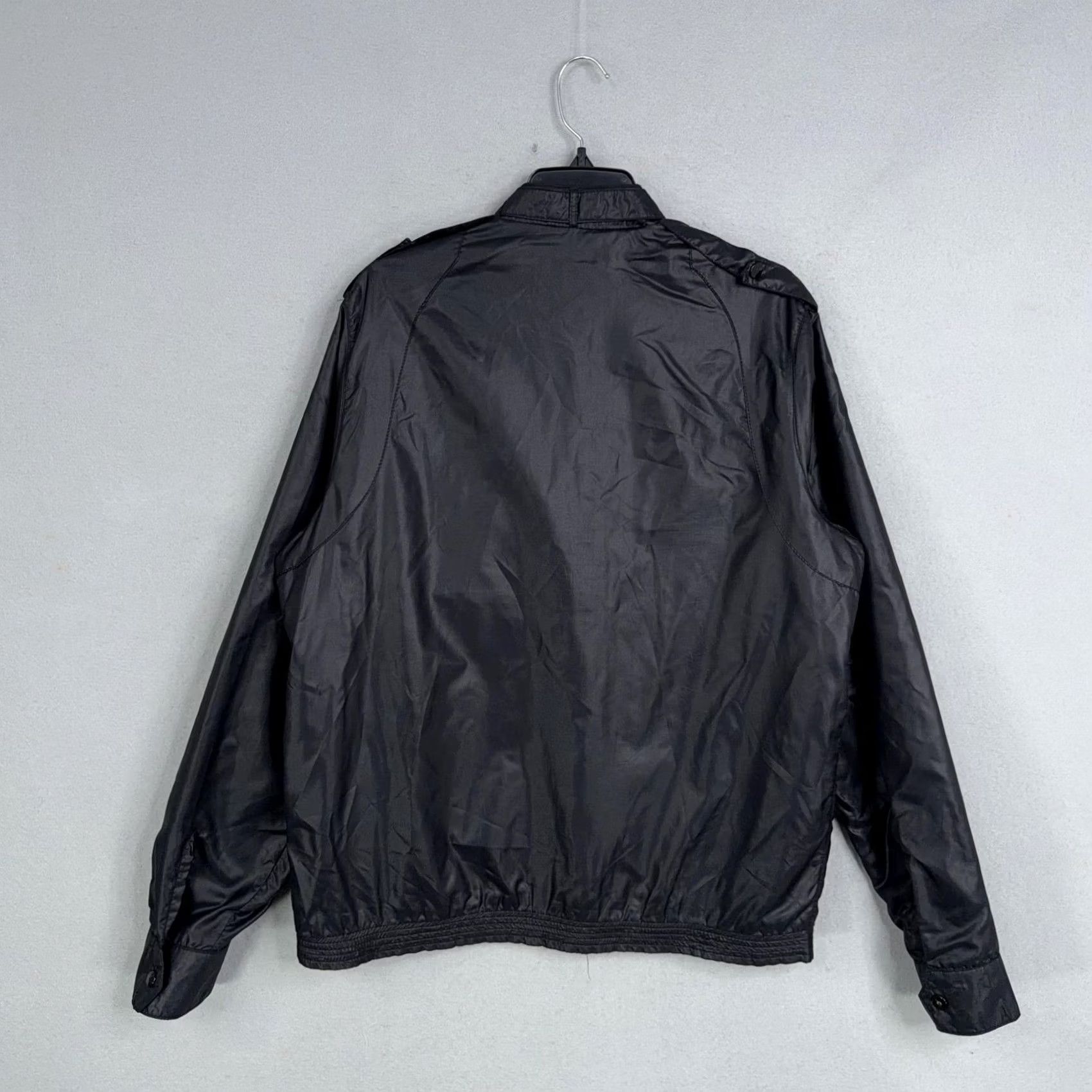 Sears VINTAGE Sears Jacket Mens LT Black Nylon Windbreaker Full Zip Racer Moto Style Windbreaker Size US L / EU 52-54 / 3 - 4 Thumbnail