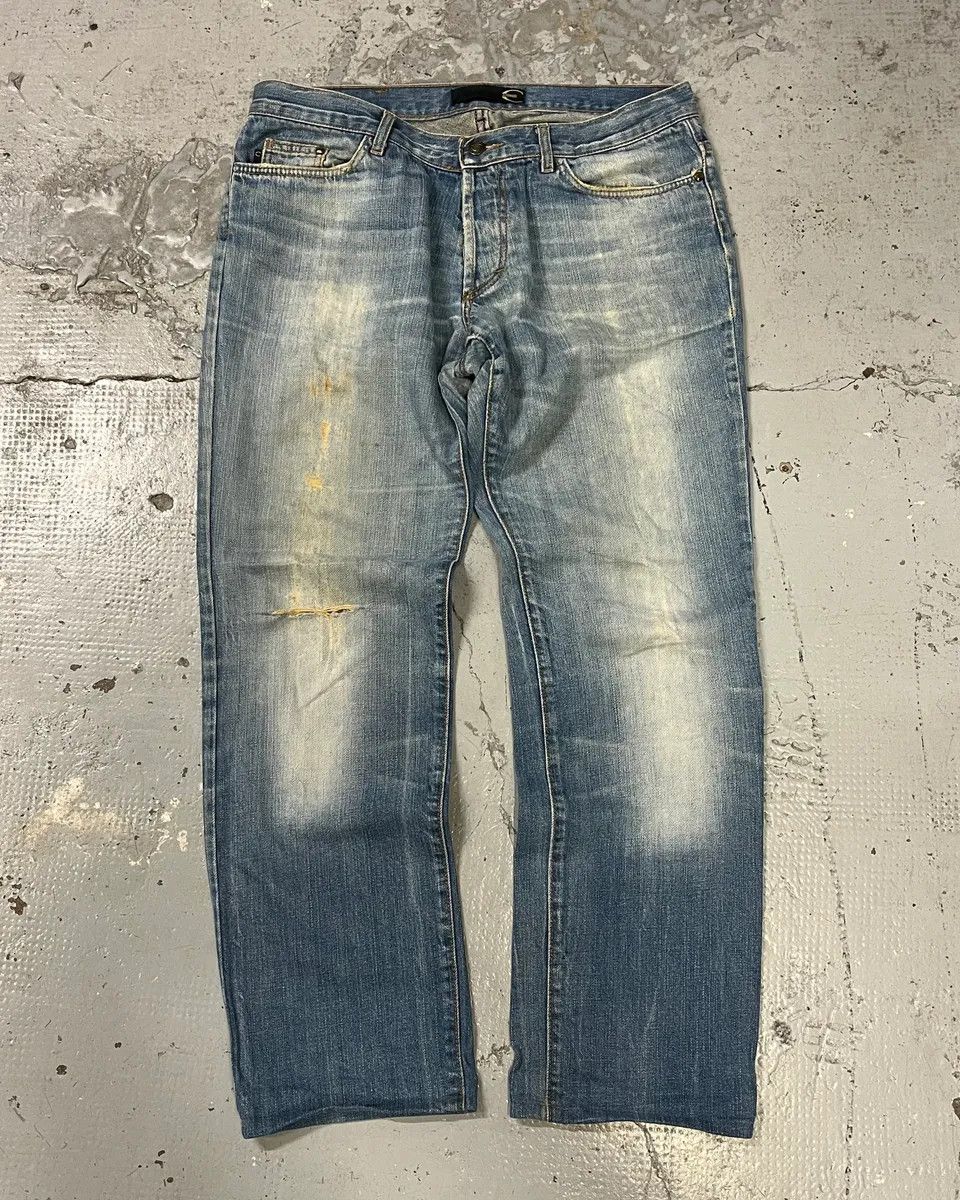 Just Cavalli 2000s Cavalli Faded Denim Distressed Denim Jeans Size US 32 / EU 48 - 1 Thumbnail