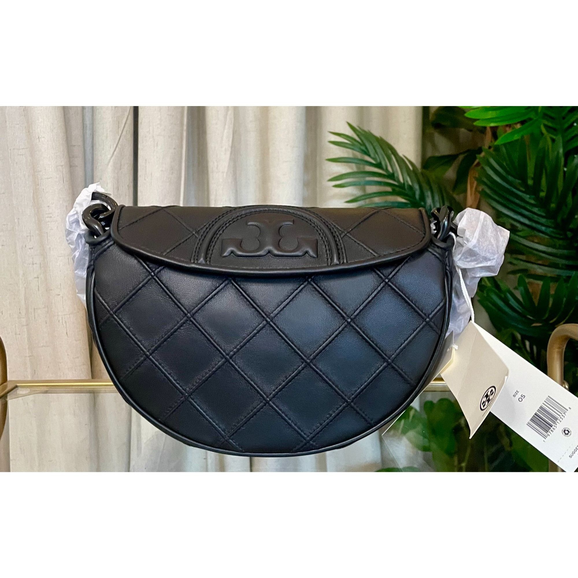 Tory Burch NWT! Authentic Tory Burch Black Leather Cresent Fleming Han Size ONE SIZE - 7 Thumbnail