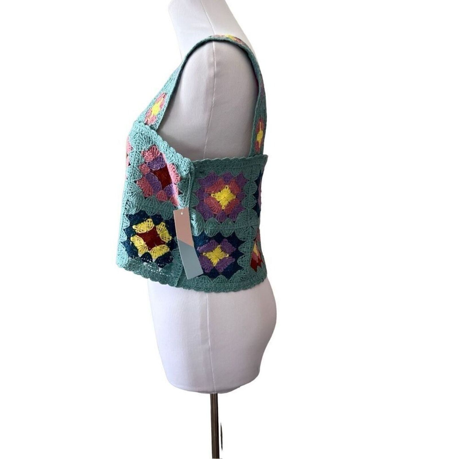 Other Witty Fox Bohemian Crocheted Crop Tank Top Green MEDIUM NWT Size M / US 6-8 / IT 42-44 - 2 Thumbnail