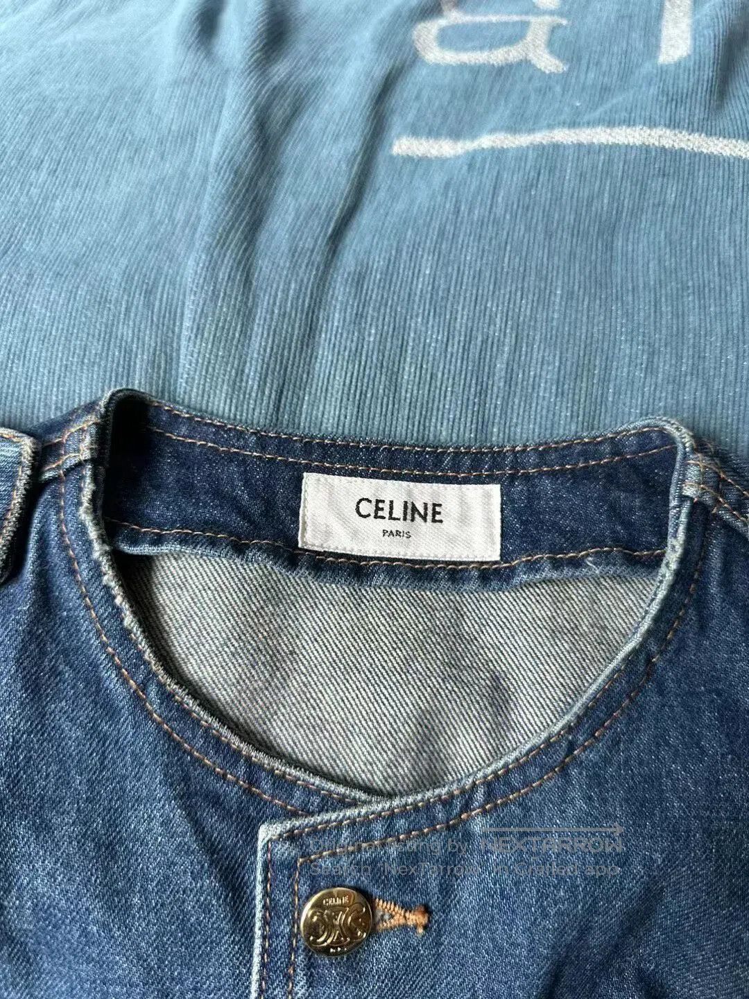 Celine CELINE Gold Button Cropped Denim Jacket| Size M / US 6-8 / IT 42-44 - 3 Thumbnail