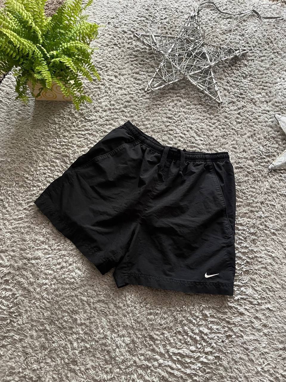 Nike × Vintage 00s Nike Shorts Nylon Logo Drill Swoosh Size US 35 - 1 Thumbnail