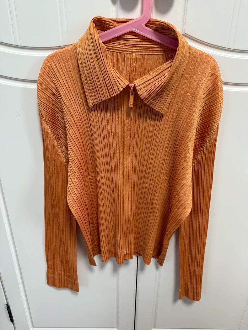 Issey Miyake Issey Miyake size:3 Orange lapel zipper long-sleeved cardi Size S / US 4 / IT 40 - 2 Thumbnail