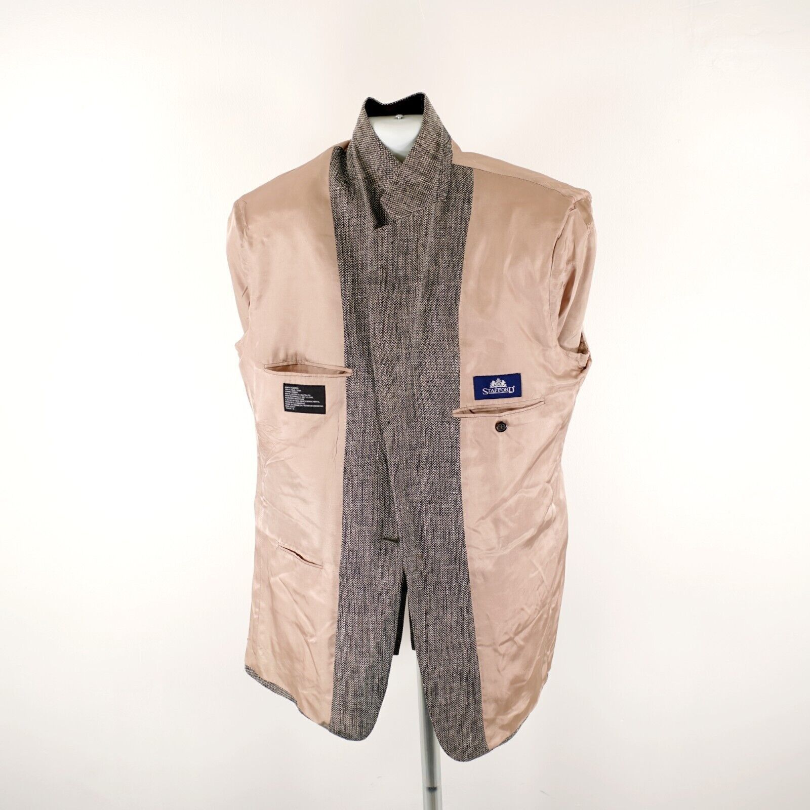 Stafford Stafford Tweed 100% Silk Black Tan White Spec 2 Button Sport Size ONE SIZE - 12 Thumbnail