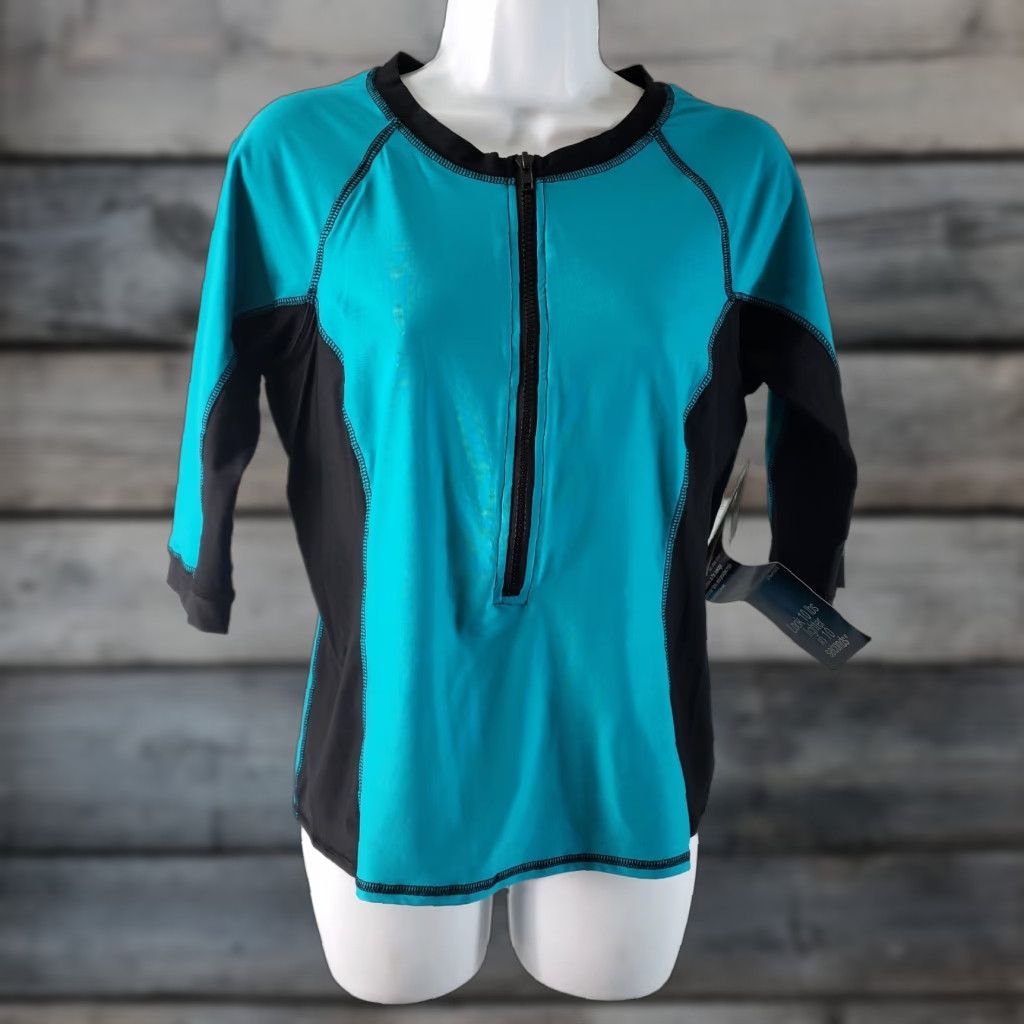 Vintage Miraclesuit Womens Rash Guard Top Sz 8 Black Blue Half Sleeves Shirt Adults Women Miraclesuit Rash Guard Top 8 Black Blue Size M / US 6-8 / IT 42-44 - 1 Thumbnail