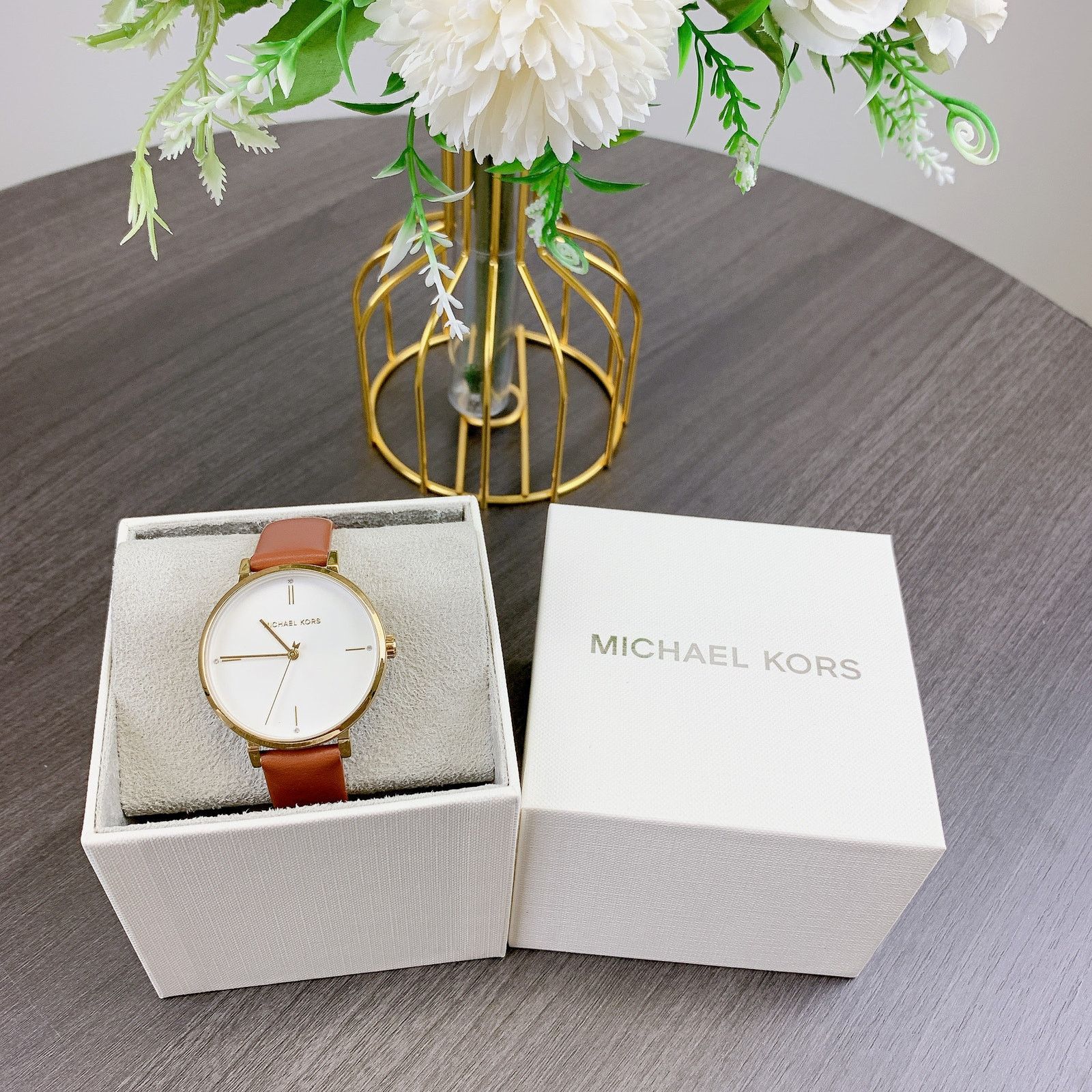 Michael Kors (IN)MICHAEL KORS MK7099 JAYNE BROWN GOLD LEATHER WATCH Size ONE SIZE - 4 Thumbnail