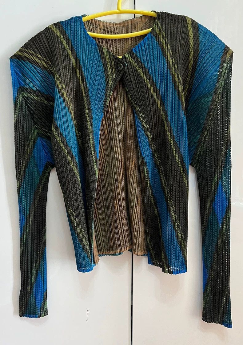 Issey Miyake Issey Miyake size:3 Blue-brown double-layer gauze cardigan Size M / US 6-8 / IT 42-44 - 1 Thumbnail