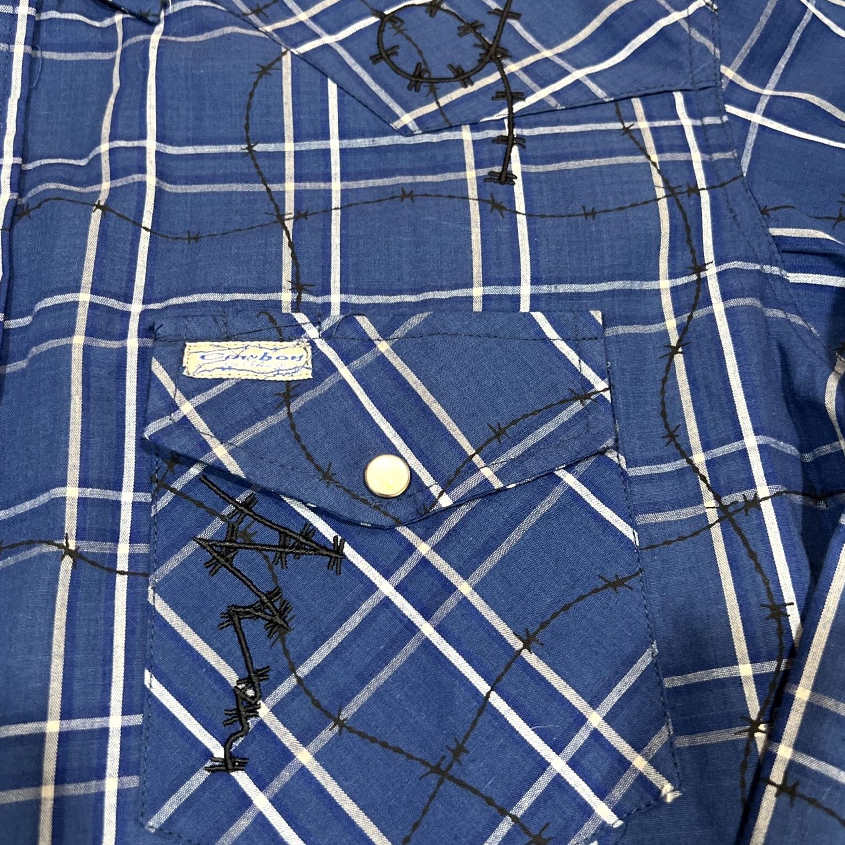 Vintage Cowboy Hardware Western Shirt Men’s L Barbwire Blue Pearl Snap Rancher Shirt Size US L / EU 52-54 / 3 - 3 Thumbnail