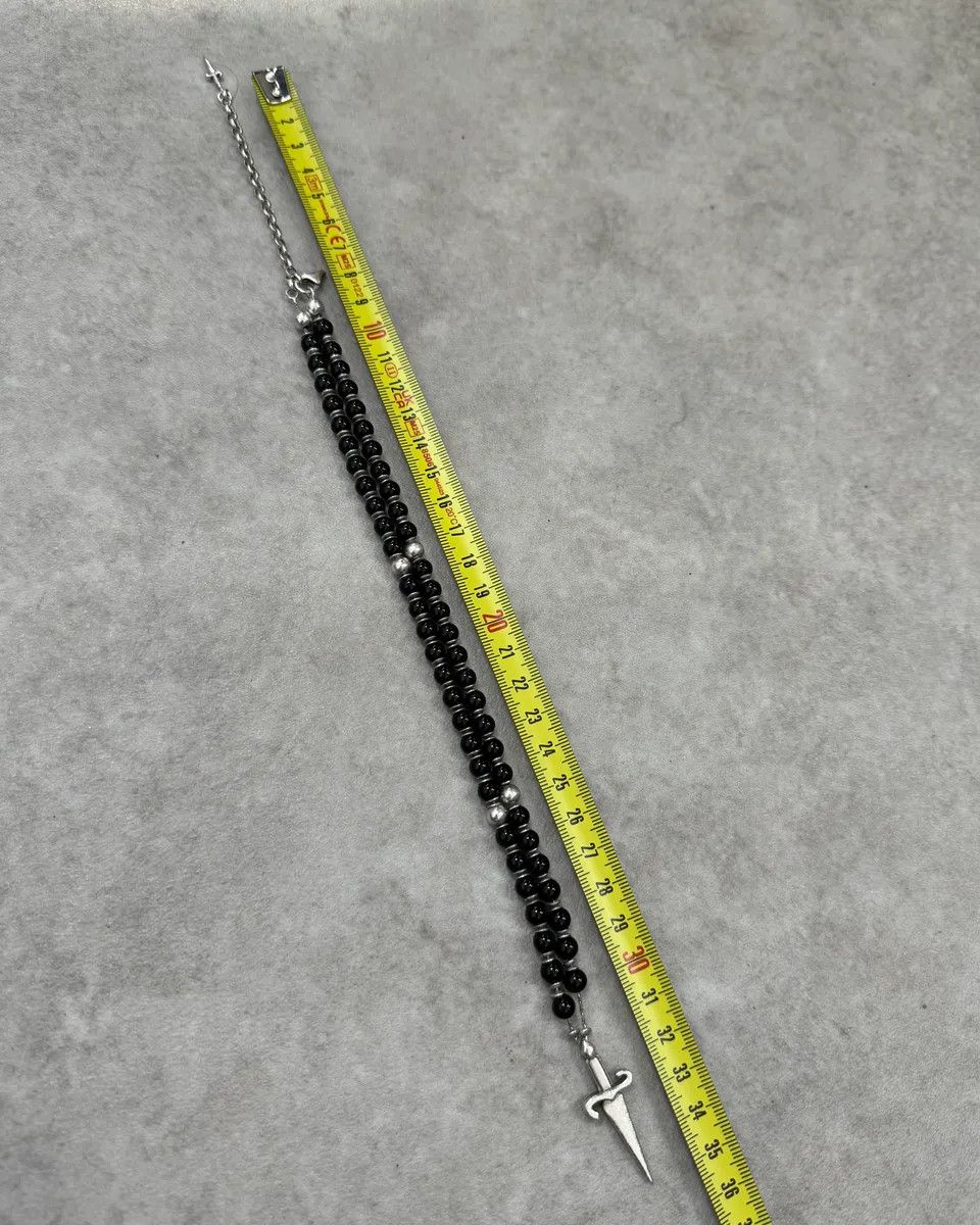 Vintage 2000s Cesare Paciotti Dagger Black Pearls Silver Necklace Size ONE SIZE - 5 Thumbnail