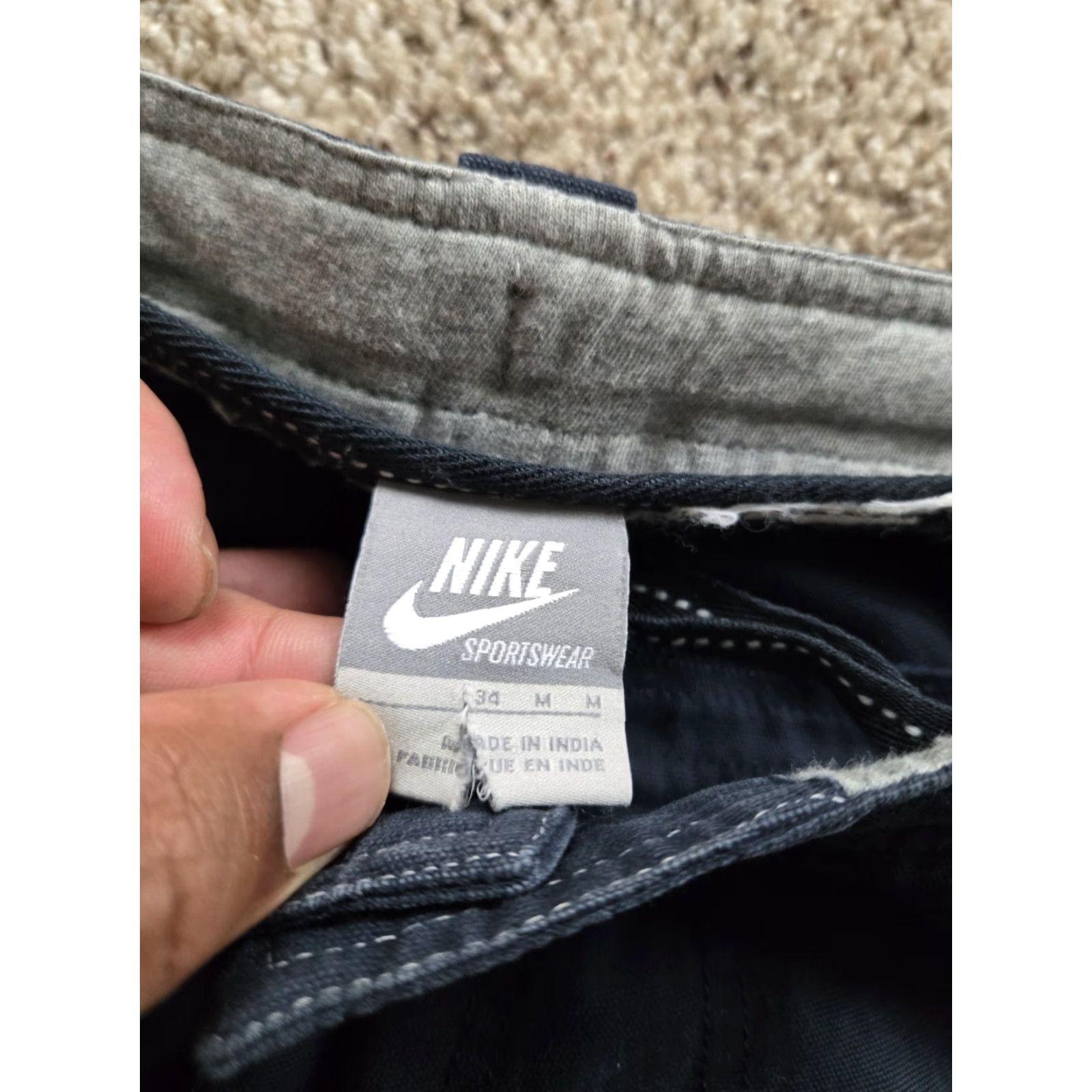 Nike VINTAGE Nike Cargo Pants Mens 34 Blue Straight Leg Baggy Drawstring Pockets Y2K Size US 34 / EU 50 - 6 Thumbnail