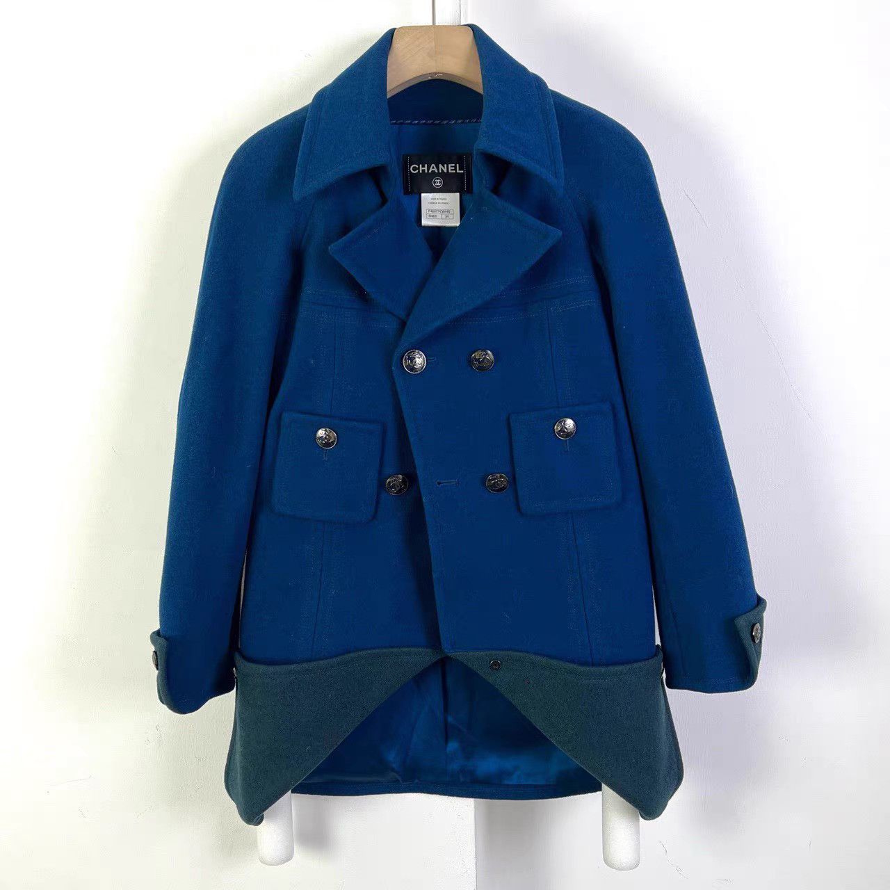 Chanel Chanel Runway Peacock Blue Wool Coat K12 Size XXS / US 00 / IT 34 - 1 Thumbnail