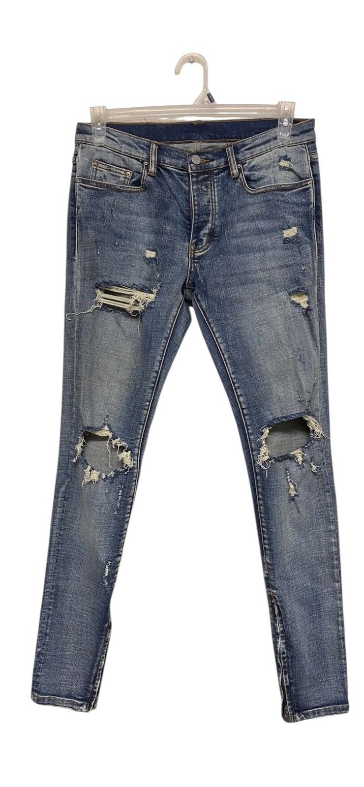 MNML MNML Original Denim Jeans Blownout Knee Zipper Ripped Jeans Size US 31 - 6 Thumbnail