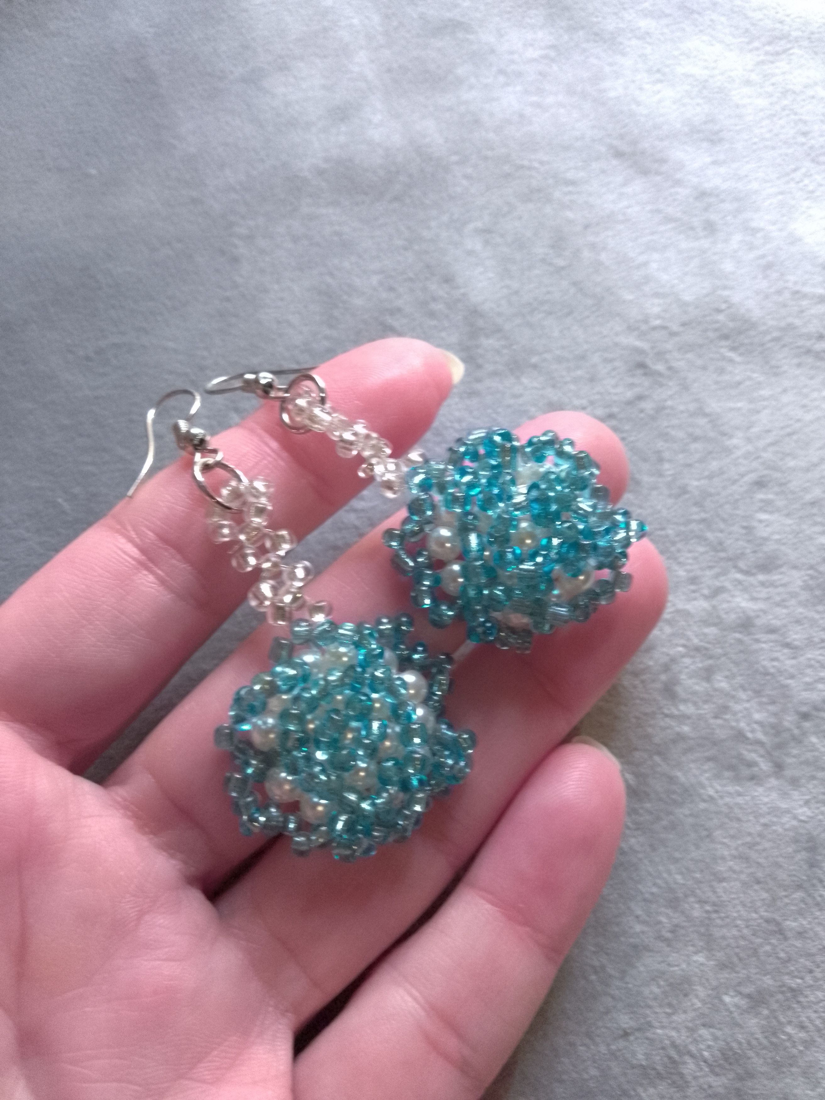 Handmade Necklace earrings. Rose shape. Turquoise/silver. Elegant. Size ONE SIZE - 9 Thumbnail