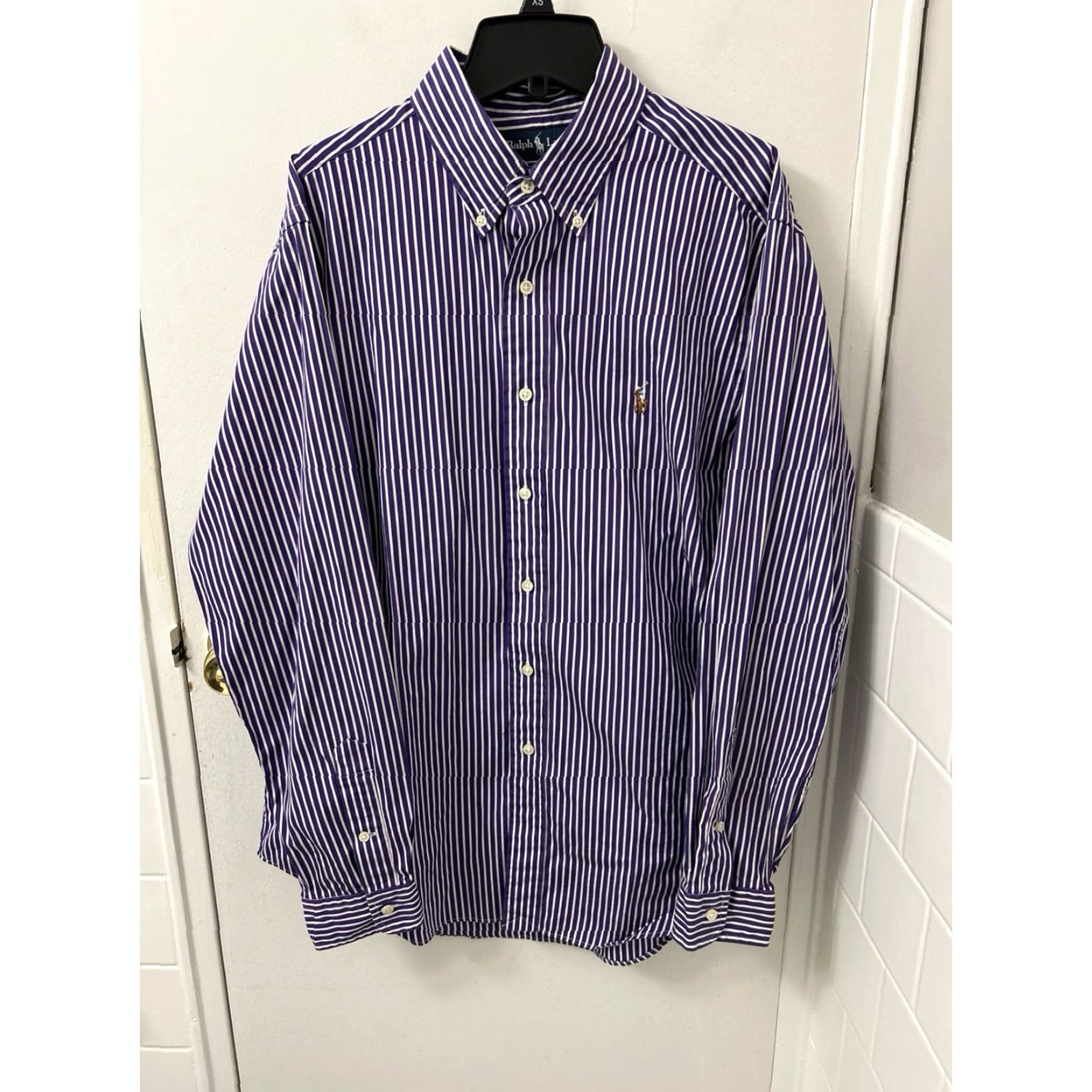 Ralph Lauren VINTAGE Ralph Lauren Shirt Mens L Purple White Striped Oxford Classic Button Down Size US L / EU 52-54 / 3 - 2 Thumbnail