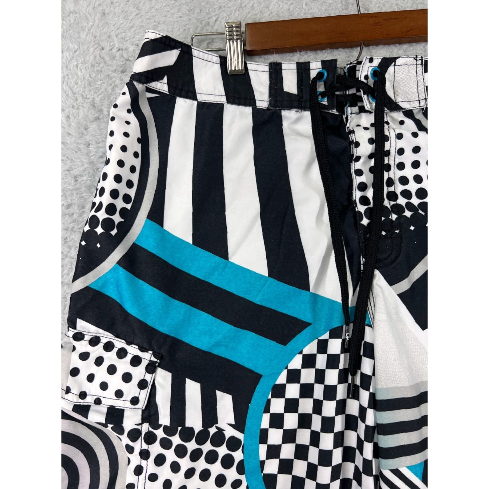 Ocean Pacific Ocean Pacific Swim Trunks Mens 34 Blue Black Board Shorts Cargo Pockets Surf Beach Size US 34 / EU 50 - 6 Thumbnail