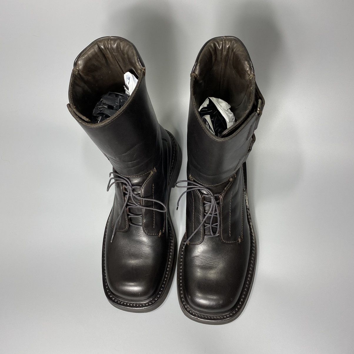 Prada FW99 Double Strapped Square Toe Boots (RUNWAY) Size US 6 / EU 39 - 10 Thumbnail
