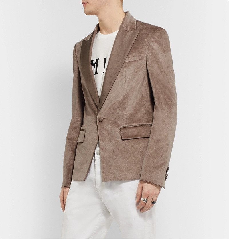 Amiri Amiri Beige Velvet Blazer Size 48R - 1 Thumbnail