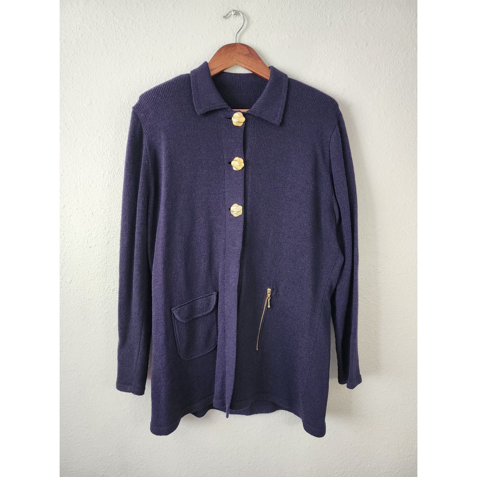 Vintage Vintage L 2-Piece Blue Knit Set Button-Up Cardigan & Pants Size L / US 10 / IT 46 - 1 Thumbnail