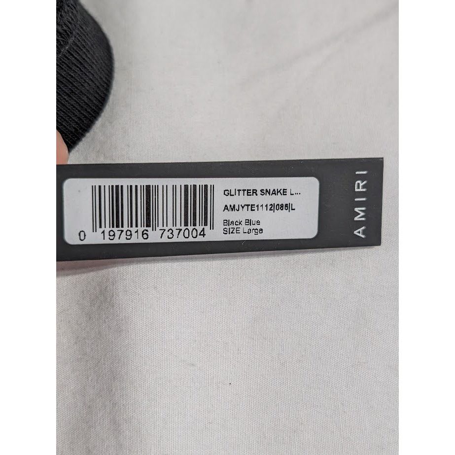 Amiri o1rshd1 Q:3 / Glitter Snake Short Sleeve T-Shirt Black/Blue Size US L / EU 52-54 / 3 - 14 Thumbnail