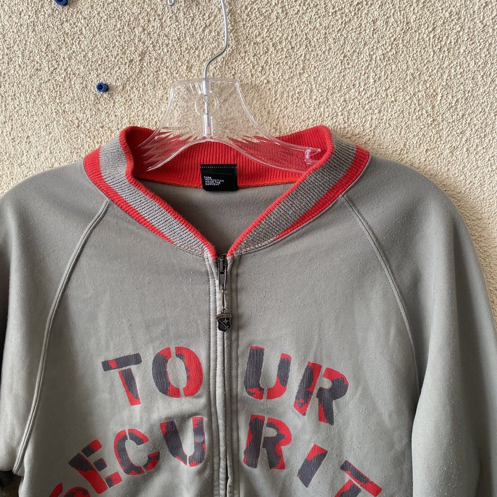 Diesel Diesel Mens Jacket Gray Red Sweat Jacket Tour Security Size Size US M / EU 48-50 / 2 - 2 Thumbnail
